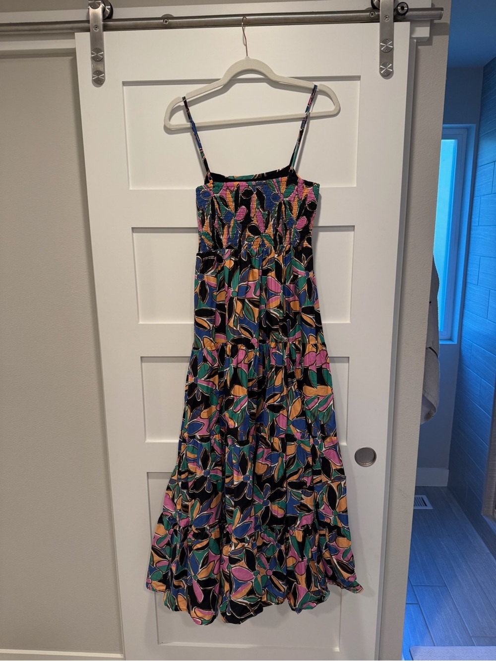 Pinch Black Maxi Dress with Multicolor Leaf Print